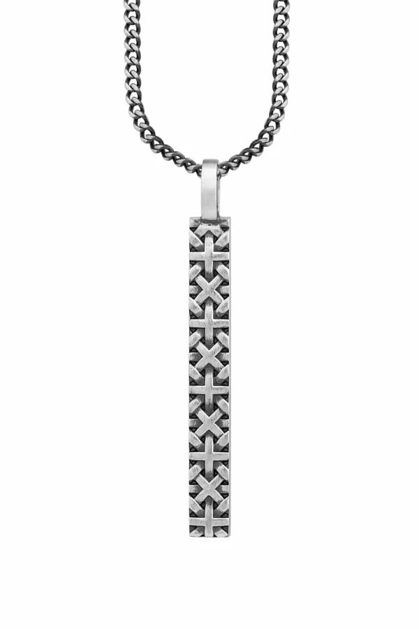 Anhänger mit Kette 925/- Silber matt oxidiert Flechtoptik