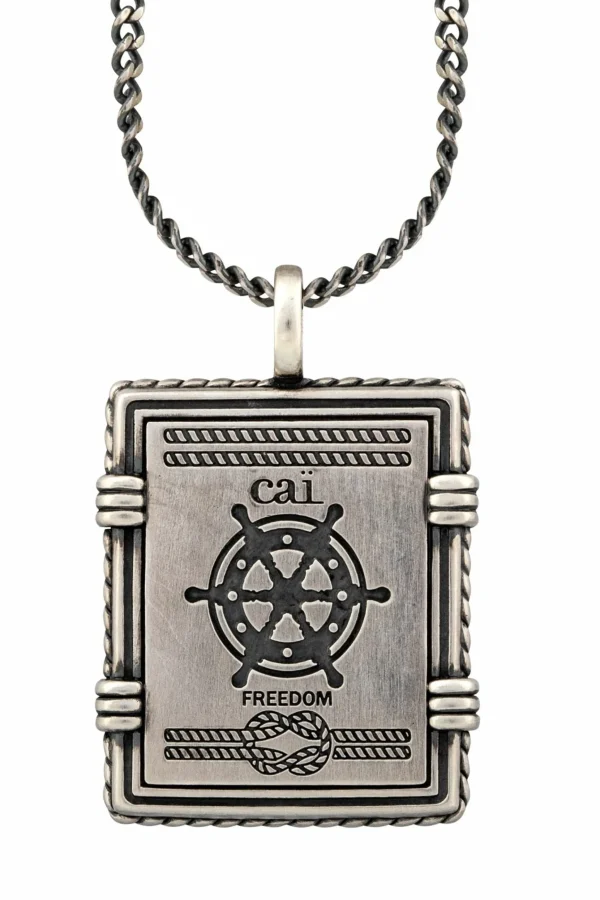 Anhänger mit Kette 925/- Silber matt oxidiert Sailor Wappen