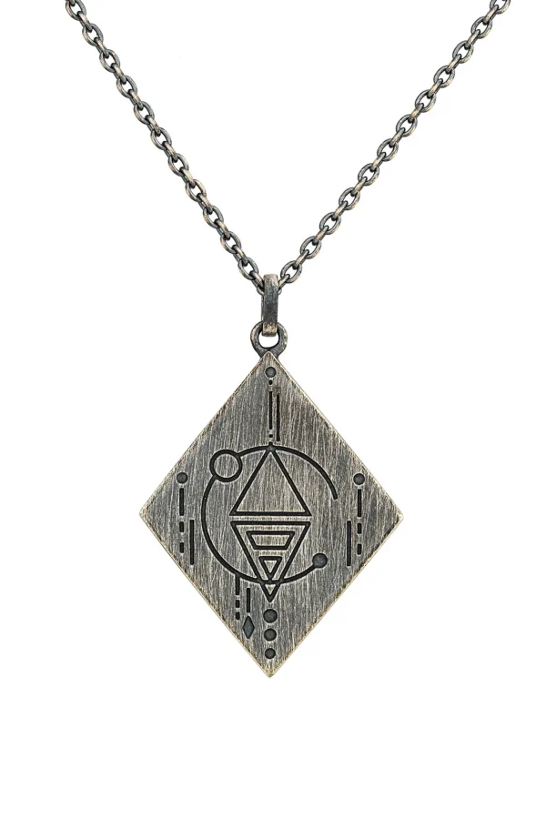 Anhänger mit Kette 925/- Silber matt oxidiert Tattoo Motiv