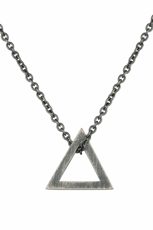 Anhänger mit Kette 925/- Silber matt oxidiert Dreieck