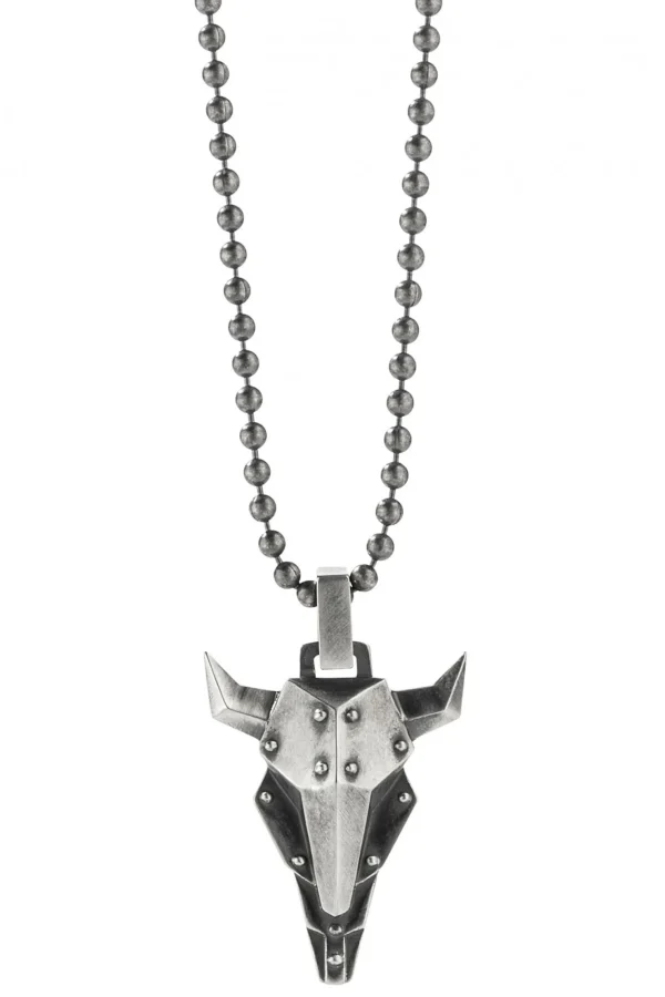 Anhänger mit Kette 925/- Silber oxidiert Bullhead