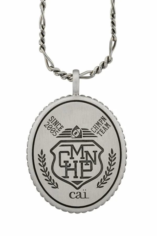 Anhänger mit Kette 925/- Silber satiniert oxidiert Champion Wappen