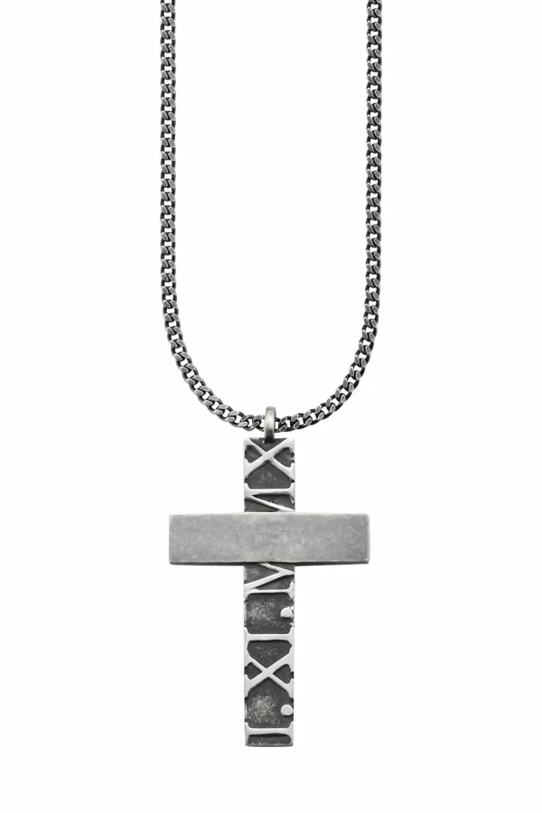 Anhänger mit Kette 925/- Sterling Silber matt-oxidiert Kreuz