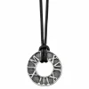 Anhänger mit Kette 925/- Sterling Silber matt-oxidiert Leder