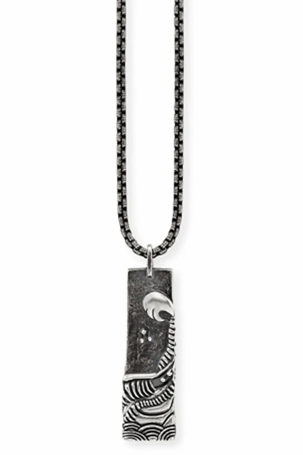 Anhänger mit Kette 925/- Sterling Silber oxidiert Wellen