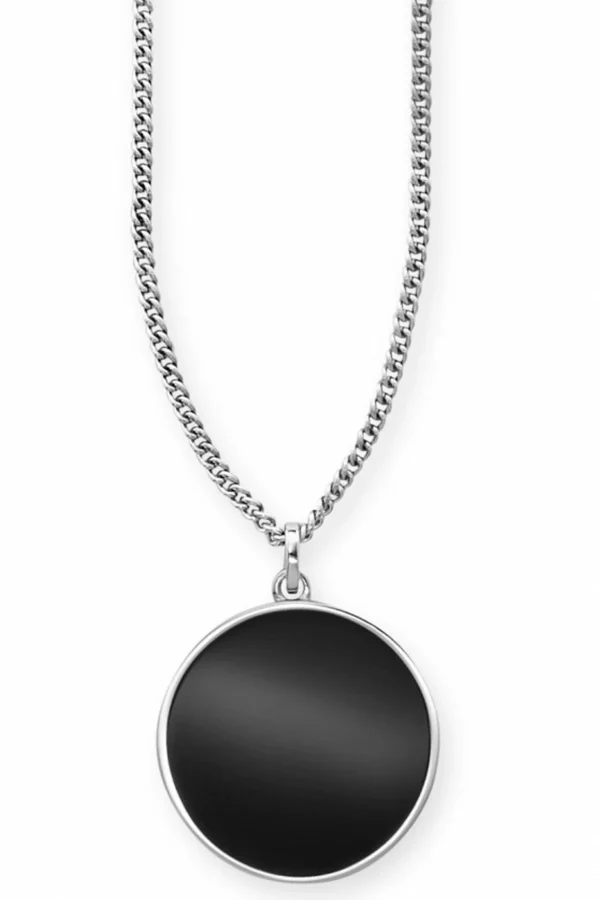 Anhänger mit Kette 925 Sterling Silber rhodiniert Onyx