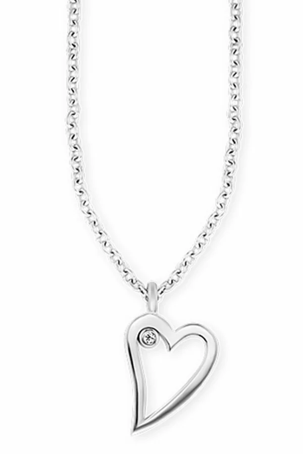 Anhänger mit Kette 925/- Sterling Silber rhodiniert Zirkonia Herz