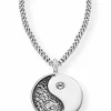 Anhänger mit Kette 925/- Sterling Silber rhodiniert Zirkonia Yin Yang