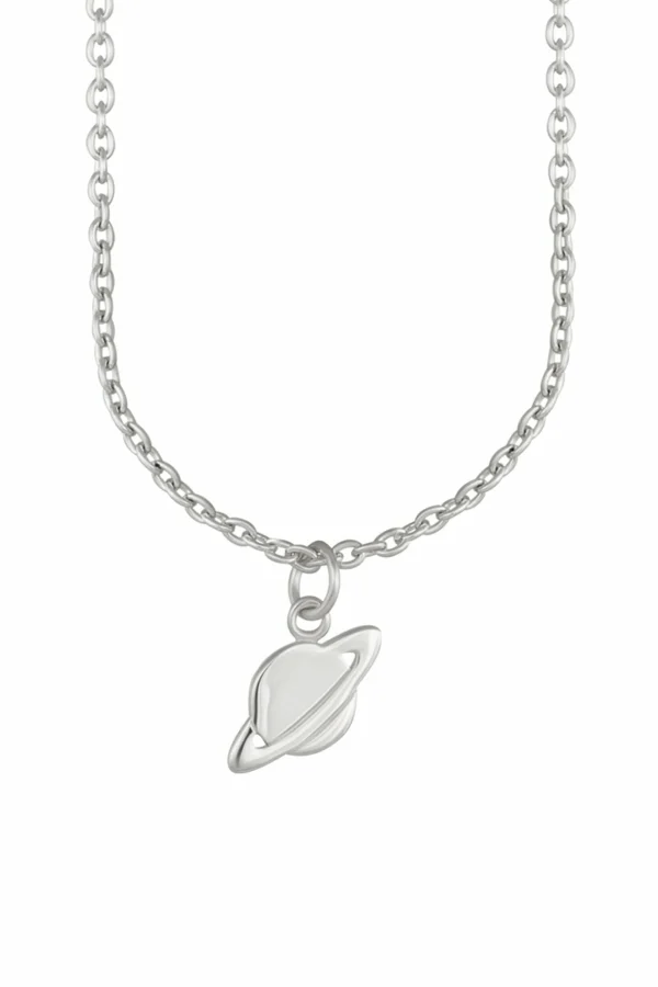 Anhänger mit Kette 925 Sterling Silber rhodiniert Planet Saturn