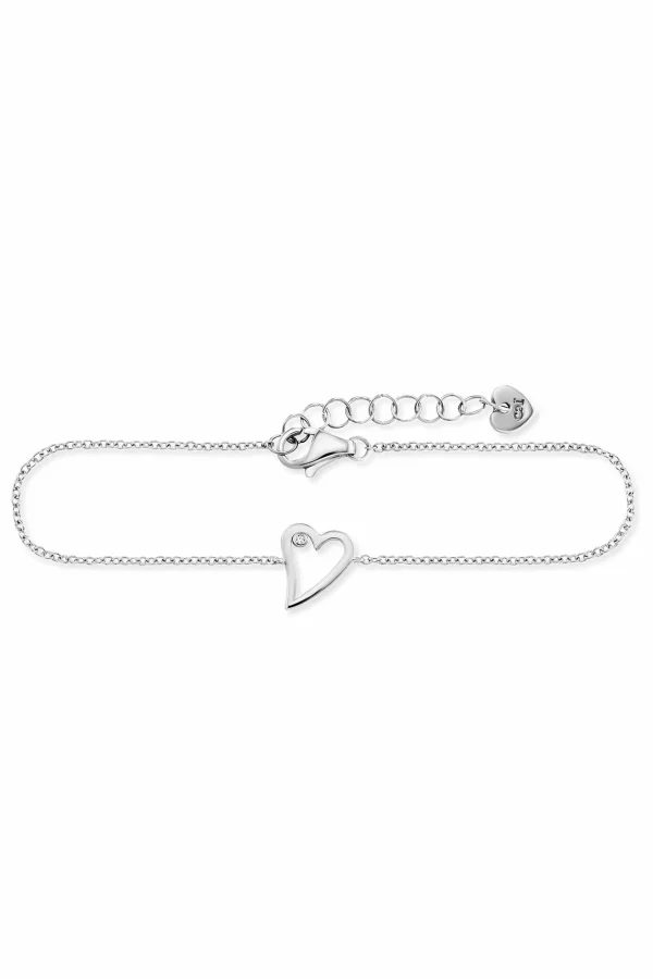 Armband 925/- Sterling Silber rhodiniert Zirkonia Herz