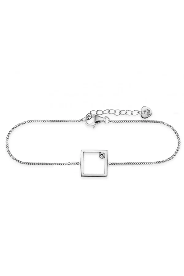 Armband 925 Sterling Silber rhodiniert Rechteck Zirkonia