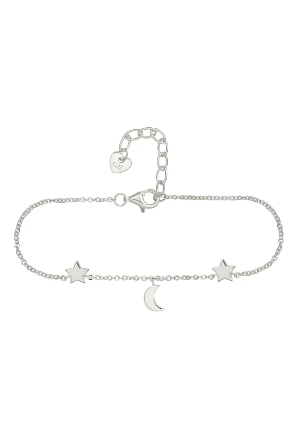 Armband 925 Sterling Silber rhodiniert Sterne Mond