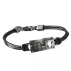 Armband 925/- Sterling Silber Lederband schwarz Bullhead