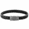 Armband 925/- Sterling Silber oxidiert Lederband 19cm