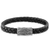 Armband 925/- Sterling Silber oxidiert Lederband 21cm