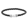 Armband 925/- Sterling Silber rhodiniert Lederband 21cm