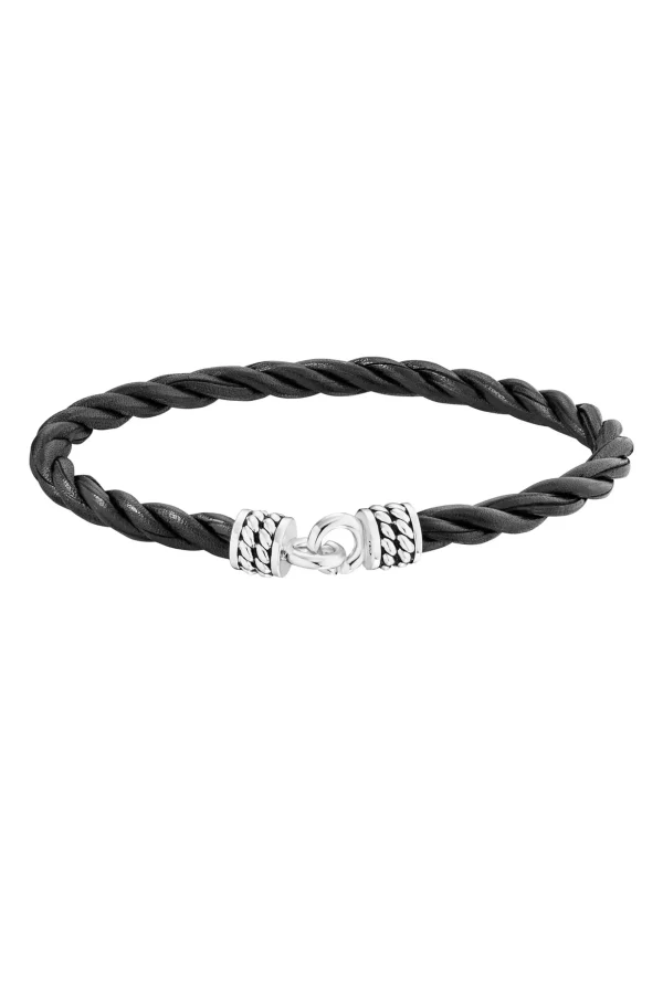 Armband 925/- Sterling Silber rhodiniert Lederband 21cm