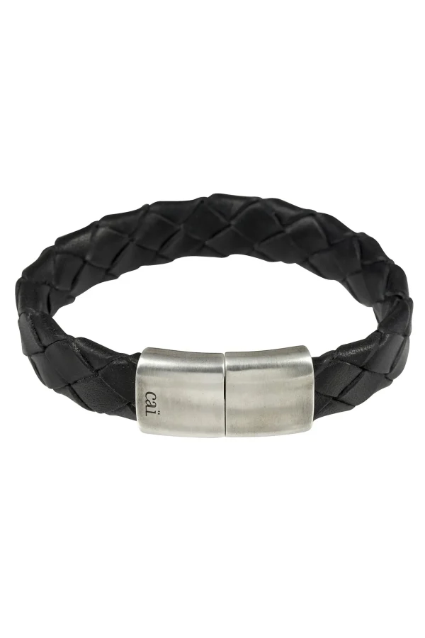 Armband 925/- Sterling Silber rhodiniert Lederband Magnetverschluss