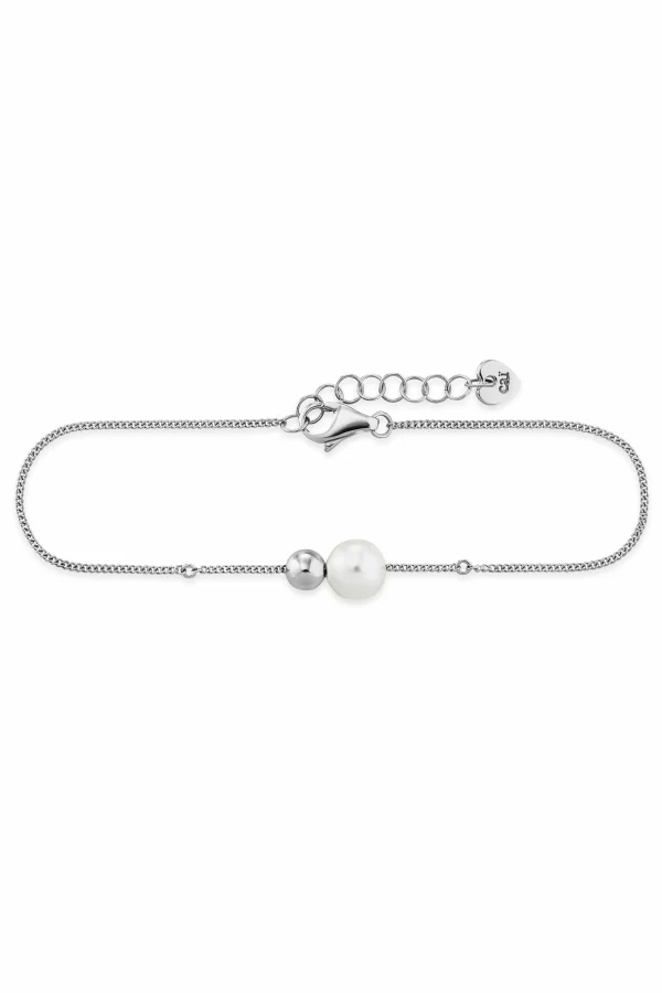 Armband 925/- Sterling Silber rhodiniert Perle Kugel