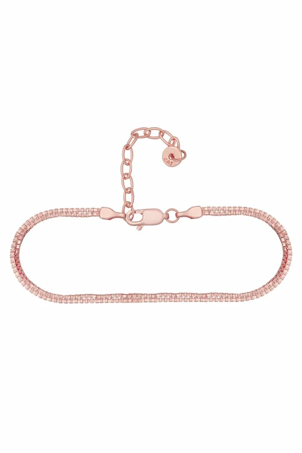 Armband 925/- Sterling Silber rosé vergoldet zweireihige Venezianer Kette