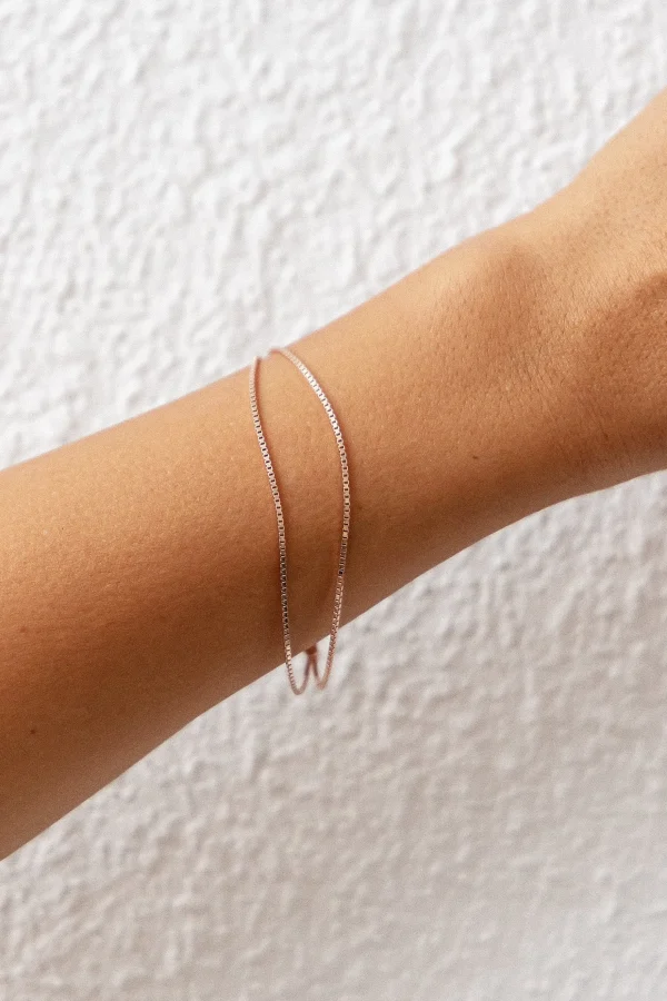 Armband 925/- Sterling Silber rosé vergoldet zweireihige Venezianer Kette