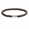 Armband Edelstahl Leder braun 20cm