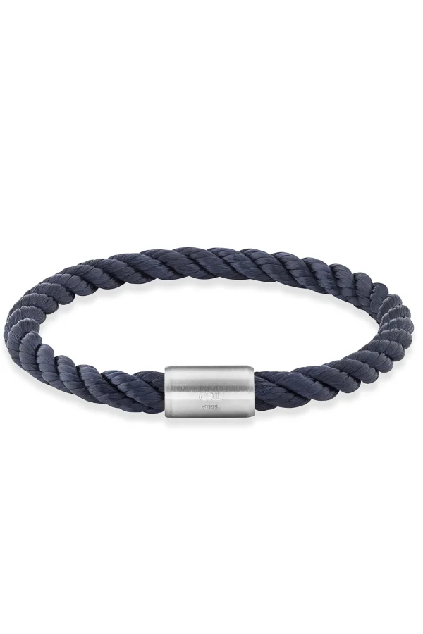 Armband Edelstahl Textilband Navy blau 23cm