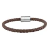 Armband Leder olivenblattgegerbt braun Stahl