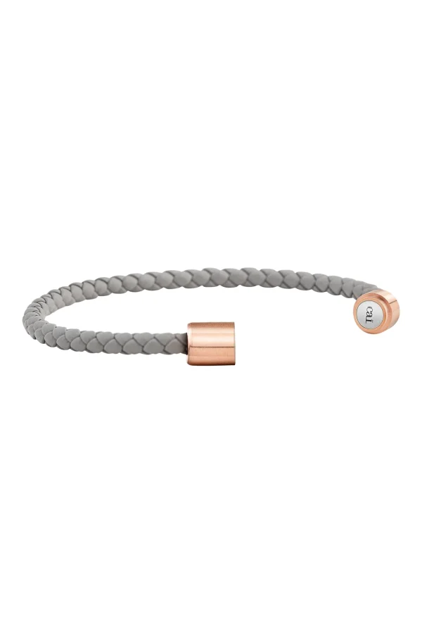 Armband Leder olivenblattgegerbt grau rosé