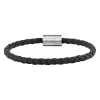 Armband Leder olivenblattgegerbt schwarz Stahl