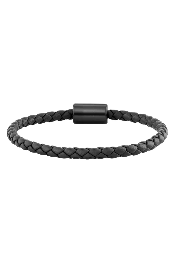 Armband Leder olivenblattgegerbt schwarz