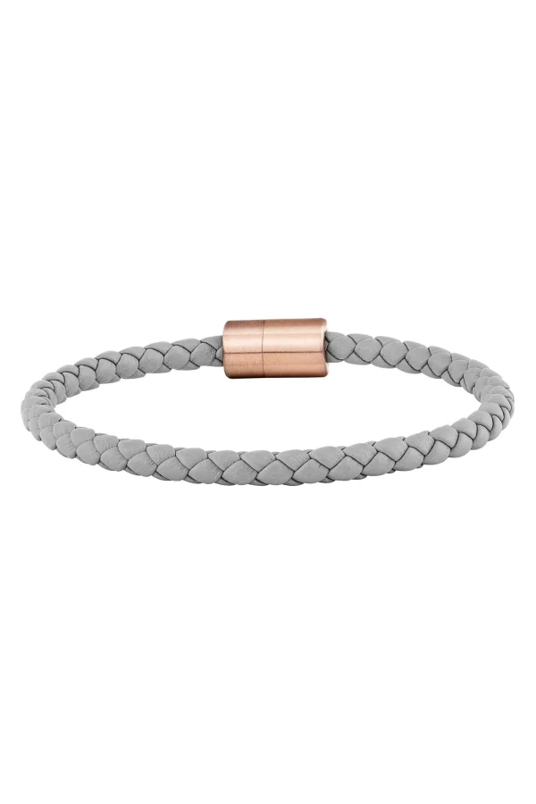 Armband Leder olivenblattgegerbt grau rosé