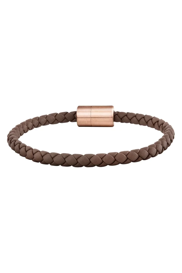 Armband Leder olivenblattgegerbt braun rosé