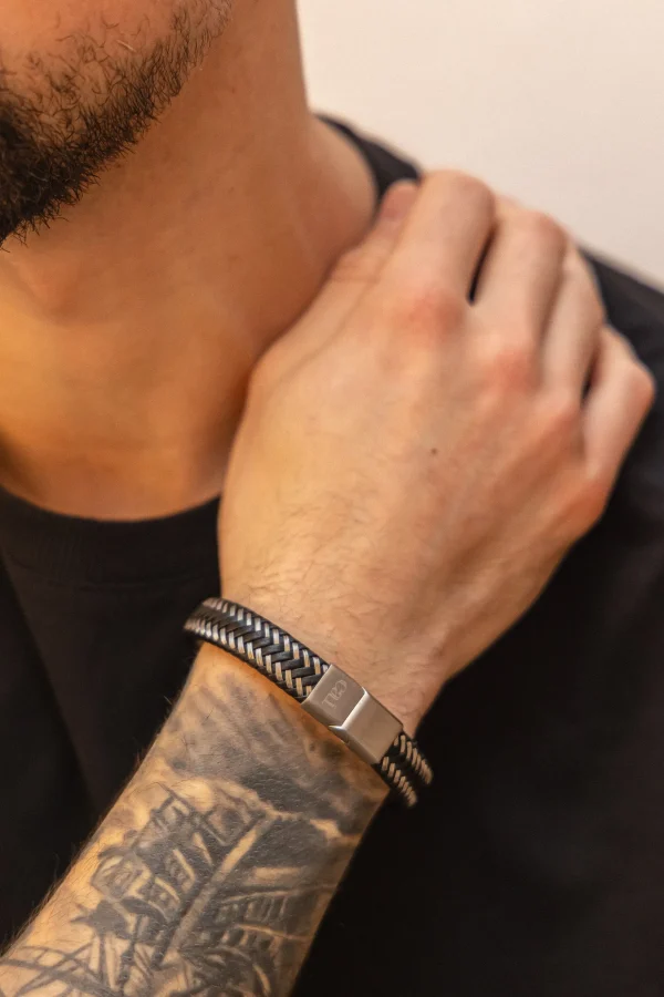 Armband Leder schwarz 21cm + Verlängerung