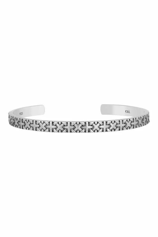 Armreif 925/- Sterling Silber matt-oxidiert Flechtoptik