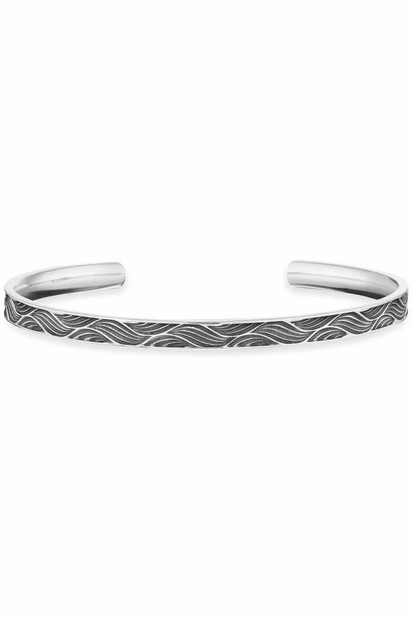 Armreif 925/- Sterling Silber oxidiert Wellen