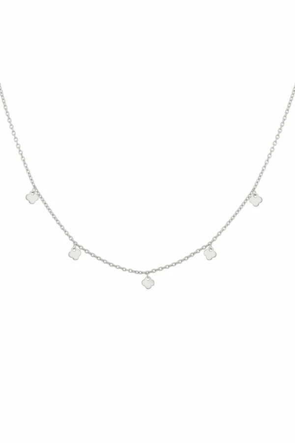 Collier 925 Silber rhodiniert Anhänger Kleeblatt