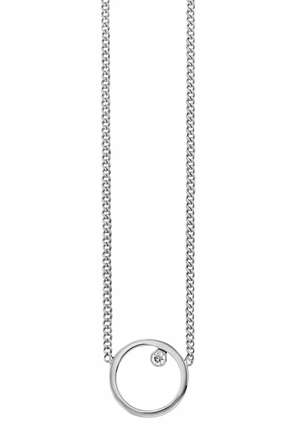 Collier 925 Sterling Silber rhodiniert Zirkonia Kreis