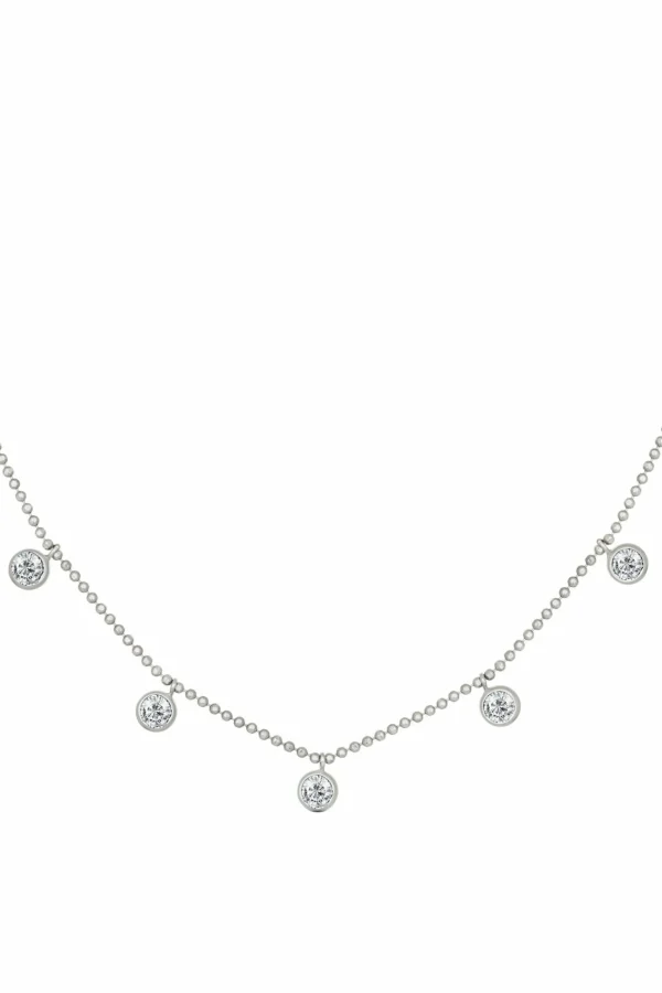 Collier 925/- Sterling Silber rhodiniert Anhänger rund Zirkonia