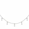 Collier 925/- Sterling Silber rhodiniert Anhänger Zirkonia Baguette