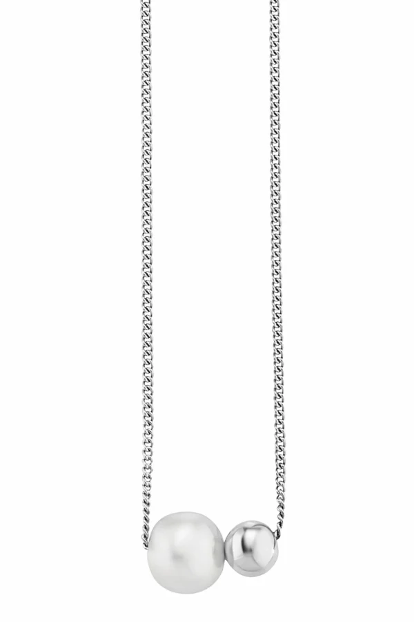 Collier 925/- Sterling Silber rhodiniert Perle