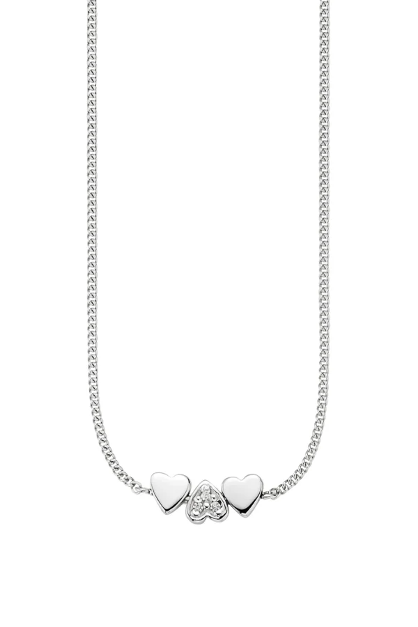 Collier 925/- Sterling Silber rhodiniert Zirkonia Herzen