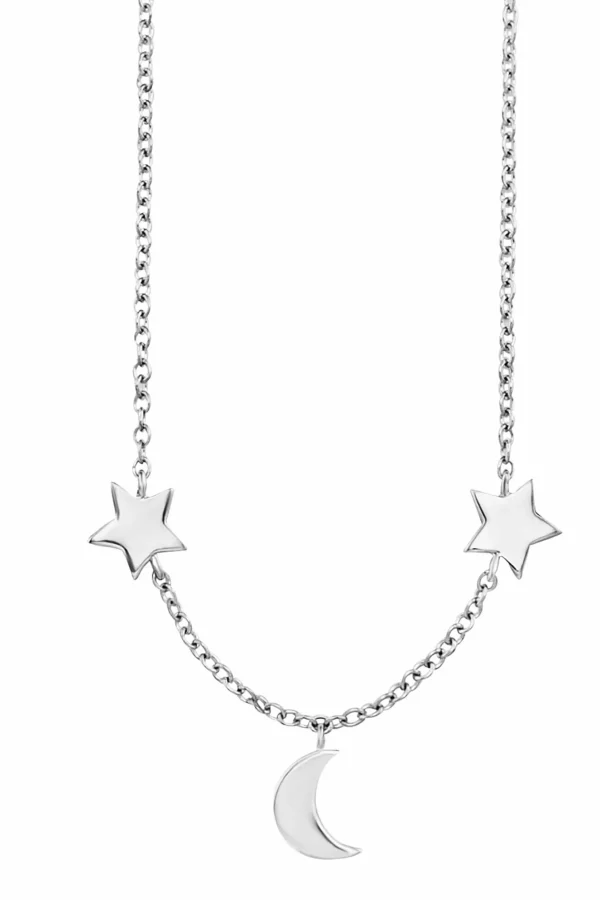 Collier 925 Sterling Silber rhodiniert Mond Sterne