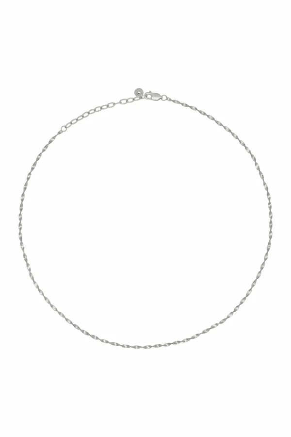 Collier 925/- Sterling Silber Flachpanzer Kette gedreht rhodiniert