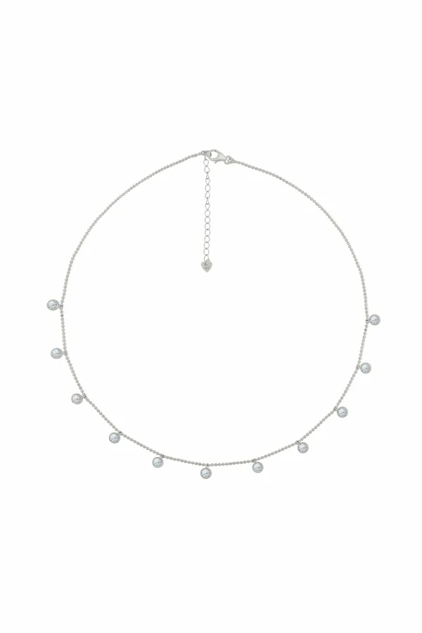 Collier 925/- Sterling Silber rhodiniert Anhänger rund Zirkonia