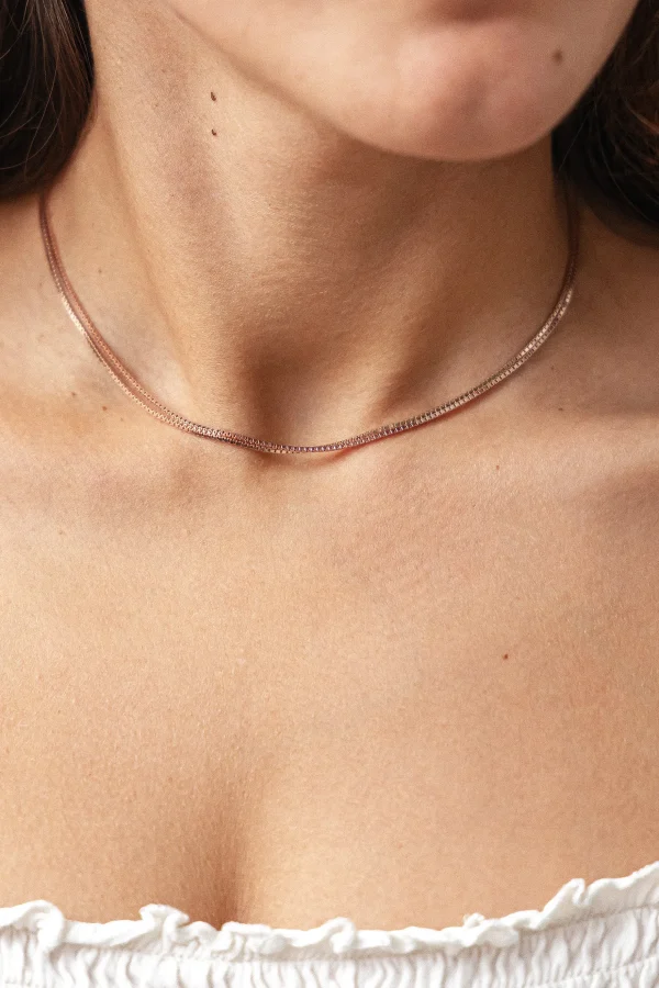 Collier Choker 925/- Sterling Silber Venezianer Kette rosé vergoldet zweireihig