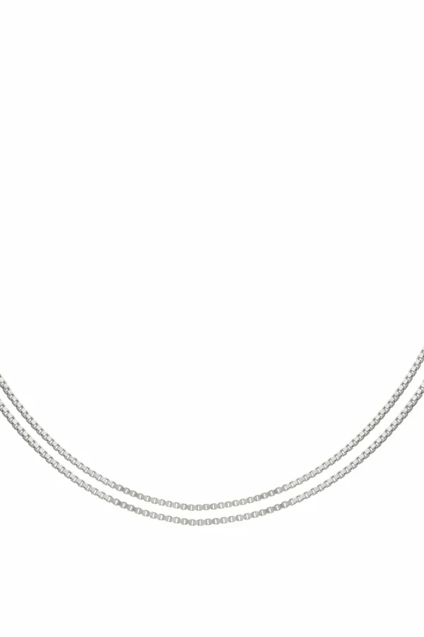 Collier Choker 925/- Sterling Silber Venezianer Kette rhodiniert zweireihig