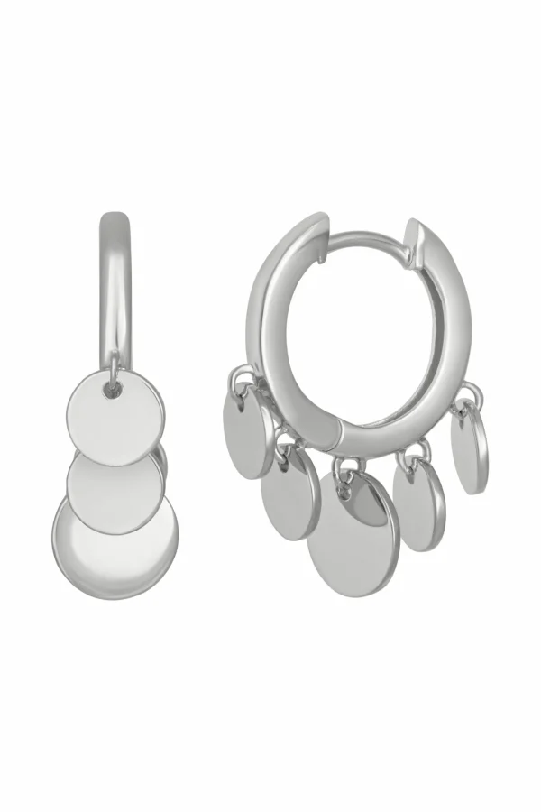 Creolen Boho dangling hoops 925 Sterling Silber rhodiniert