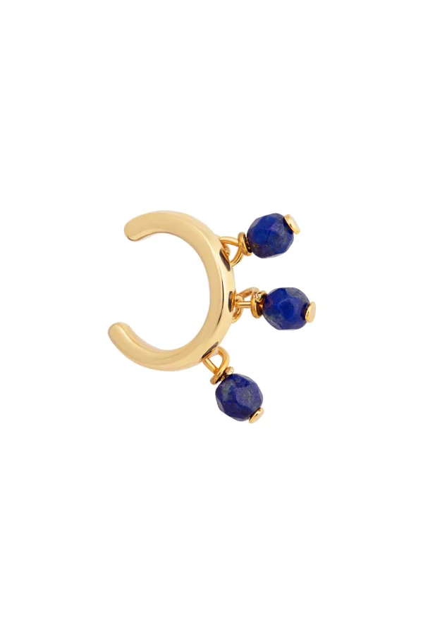 Ear Cuff 925 Silber vergoldet Lapislazuli