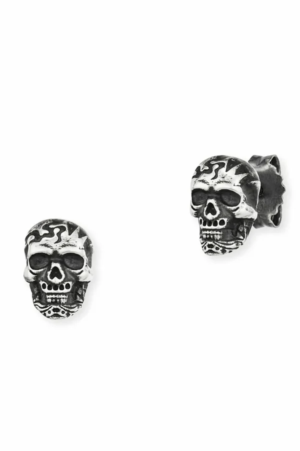 Einzel-Ohrstecker 925/-Sterling Silber Totenkopf